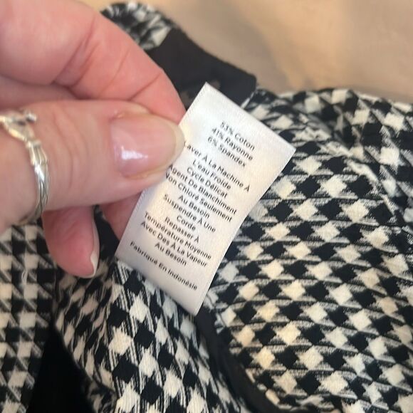 Talbots sz12 black/white check Chatham ankle pant back pockets ankle slits - Picture 7 of 13